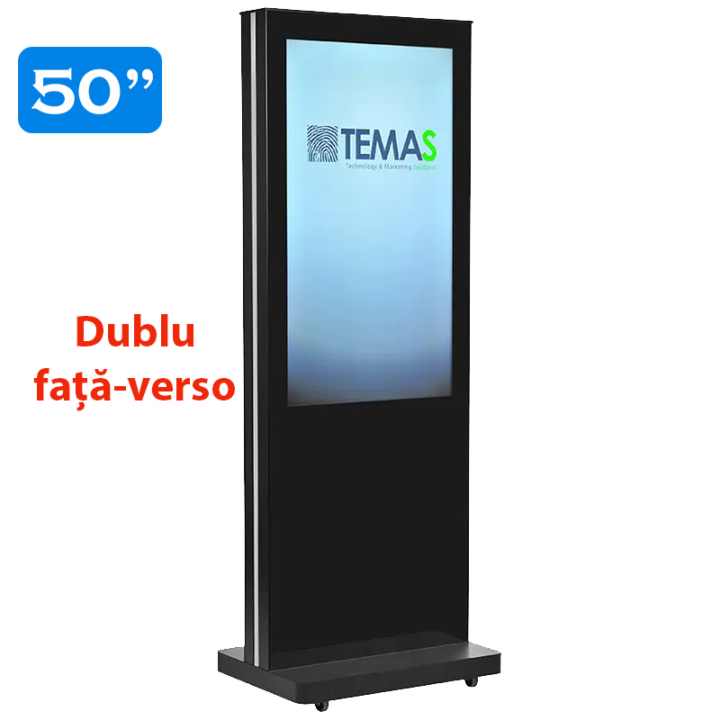Infochioșc | display publicitar pentru semnalizare digitală dublu cu fata-verso, diagonala 50”/127 cm, rezolutie 4K UHD (3840 x 2160), luminozitate 450 (cd/m²), 24 / 7, Wi-fi si media player integrat, Lunos T50LU-D 1 Infochioșc | display publicitar pentru semnalizare digitală dublu cu fata-verso, diagonala 50''/127 cm, rezolutie 4K UHD (3840 x 2160), luminozitate 450 (cd/m²), 24 / 7, Wi-fi si media player integrat, Lunos T50LU-D