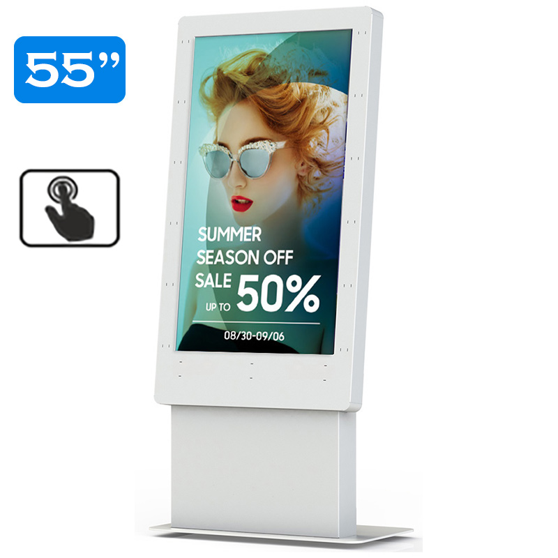 Infochioșc | display publicitar interactiv cu ecran tactil pentru semnalizare digitală, diagonala 55”/139 cm, rezolutie 4K UHD (3840 x 2160), luminozitate 450 (cd/m²), 24 / 7, Wi-fi si media player integrat, Venus T55VE-T 1 infochioșc 55 inch ecran tactil digital 4K AVISystems