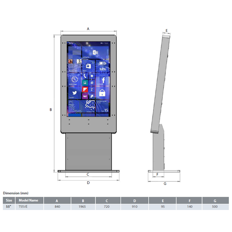 Infochioșc | display publicitar pentru semnalizare digitală, diagonala 55”/139 cm, rezolutie 4K UHD (3840 x 2160), luminozitate 450 (cd/m²), 24 / 7, Wi-fi si media player integrat, Venus T55VE 3 Infochioșc | display publicitar pentru semnalizare digitală, diagonala 55''/139 cm, rezolutie 4K UHD (3840 x 2160), luminozitate 450 (cd/m²), 24 / 7, Wi-fi si media player integrat, Venus T55VE - imagine 3