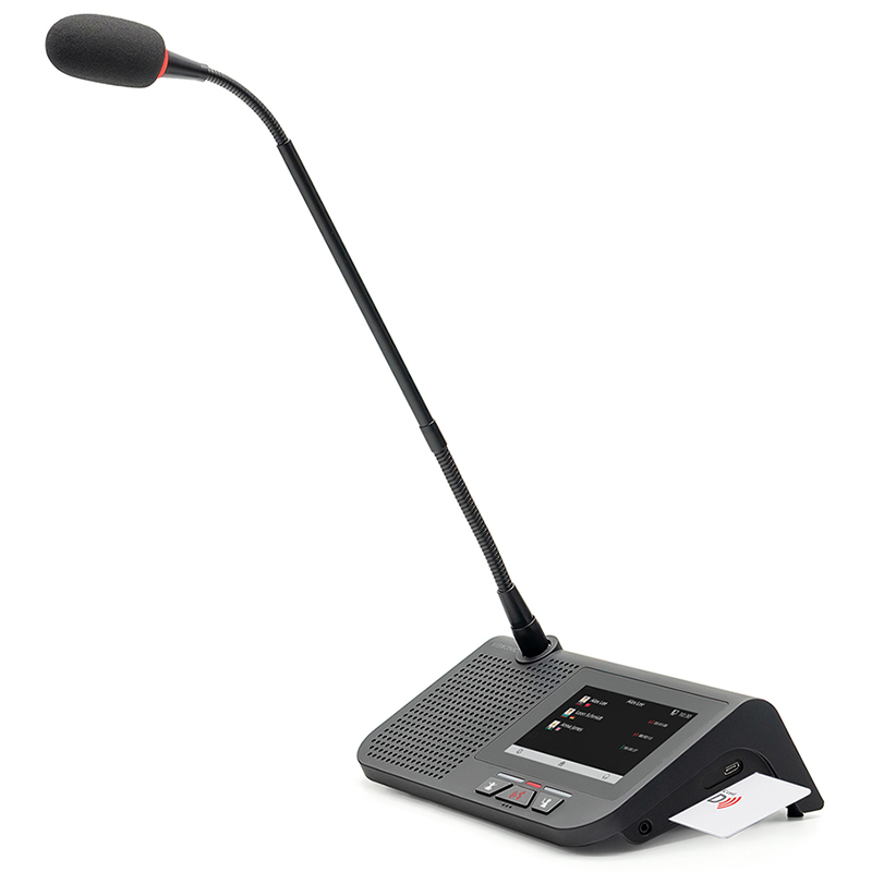 Microfon multimedia de conferinta tip delegat sau presedinte cu vot cu card IC, ecran touchscreen 4.3″ si difuzor, digital cu fir, pentru discutii, VIS-MAU-T, Vissonic 1 Microfon multimedia de conferinta tip delegat sau presedinte cu vot cu card IC, ecran touchscreen 4.3" si difuzor, digital cu fir, pentru discutii, VIS-MAU-T, Vissonic