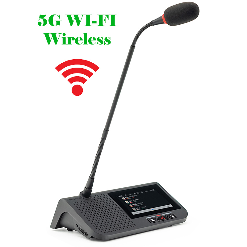 Microfon multimedia de conferinta tip delegat sau presedinte cu interpretare, vot si card IC, ecran touchscreen 4.3″ si difuzor, digital, wireless 5G WiFi, pentru discutii, VIS-MAW-T, Vissonic 5 Microfon multimedia de conferinta tip delegat sau presedinte cu interpretare, vot si card IC, ecran touchscreen 4.3" si difuzor, digital, wireless 5G WiFi, pentru discutii, VIS-MAW-T, Vissonic - imagine 5