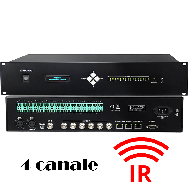 Transmițător digital cu infraroșu cu 4 canale pentru sistem de distributie | interpretariat lingvistic, VIS-VLI700A-4, Vissonic 1 Transmițător digital cu infraroșu cu 4 canale pentru sistem de distributie | interpretariat lingvistic, VIS-VLI700A-4, Vissonic
