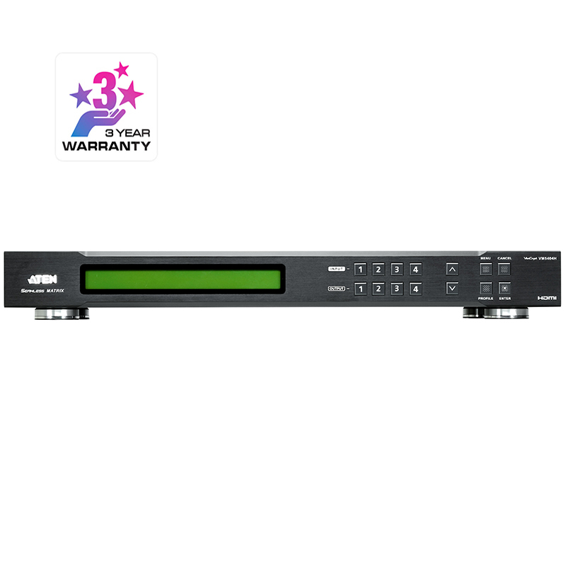 Comutator matrice HDMI 2.0 4×4 seamless, cu functie de videowall, cu scalator incorporat, rezolutie maxima 1080p (1920 x 1080), control IR, RS-232 si TCP/IP, telecomanda, Aten, VM5404H 2 Comutator matrice HDMI 2.0 4x4 seamless, cu functie de videowall, cu scalator incorporat, rezolutie maxima 1080p (1920 x 1080), control IR, RS-232 si TCP/IP, telecomanda, Aten, VM5404H - imagine 2