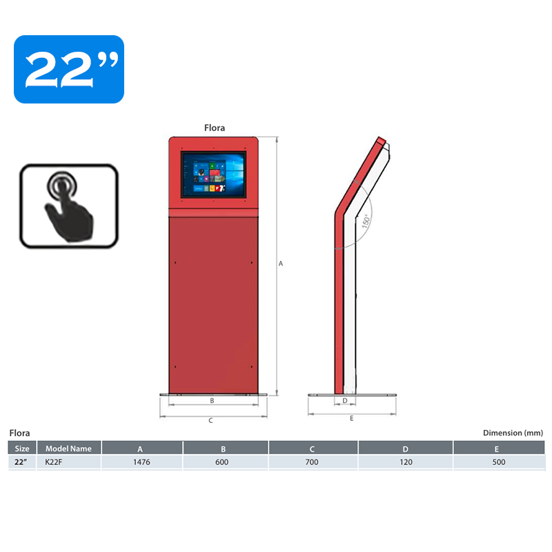 Infochioșc | display publicitar interactiv cu ecran tactil pentru semnalizare digitală, multimedia, diagonala 22”/56 cm, rezolutie FullHD (1920 x 1080), luminozitate 250 (cd/m²), 24 / 7, Flora K22F 4 Infochioșc | display publicitar interactiv cu ecran tactil pentru semnalizare digitală, multimedia, diagonala 22''/56 cm, rezolutie FullHD (1920 x 1080), luminozitate 250 (cd/m²), 24 / 7, Flora K22F - imagine 4