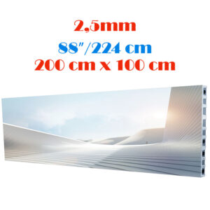 Ecran LED profesional 200 cm x 100 cm, pixel pitch 2.5 mm, diagonala 88”/224 cm, rezolutie 800 x 400, luminozitate 600/1200 nits, de interior, premium, cu led Nationstar
