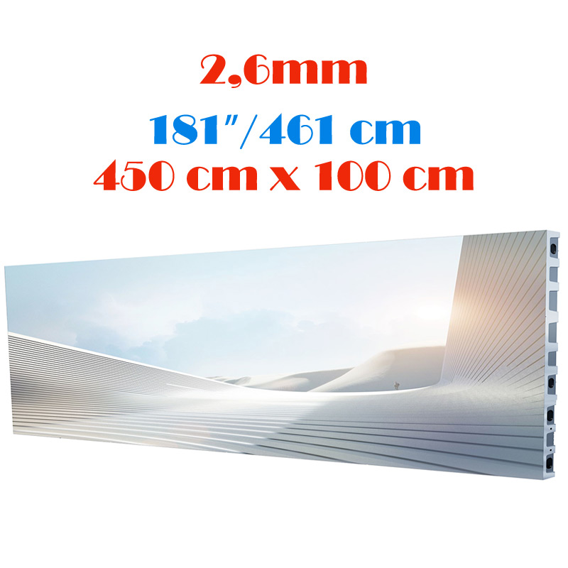 Ecran LED profesional 450 cm x 100 cm, pixel pitch 2.6 mm, diagonala 181”/461 cm, rezolutie 1728 x 384, luminozitate 800 nits, de interior, premium, cu led Nationstar 1 Ecran LED profesional 450 cm x 100 cm, pixel pitch 2.6 mm, diagonala 181”/461 cm, rezolutie 1728 x 384, luminozitate 800 nits, de interior, premium, cu led Nationstar