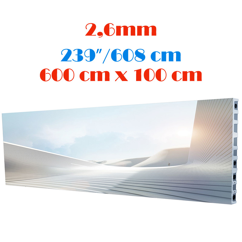 Ecran LED profesional 600 cm x 100 cm, pixel pitch 2.6 mm, diagonala 239”/608 cm, rezolutie 2304 x 384, luminozitate 800 nits, de interior, premium, cu led Nationstar 1 Ecran LED profesional 600 cm x 100 cm, pixel pitch 2.6 mm, diagonala 239”/608 cm, rezolutie 2304 x 384, luminozitate 800 nits, de interior, premium, cu led Nationstar