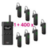 Pachet sistem de ghidare | tur ghidat live digital 2.4 GHz cu maxim 100 de canale, pana la 150 metri transmisie, ultrausor, unidirectional cu 400 de receptoare YT500R, 1 transmiter YT500T si 9 x geanta de calatorie cu incarcator cu 42 de sloturi YT500C, Yarmee 1