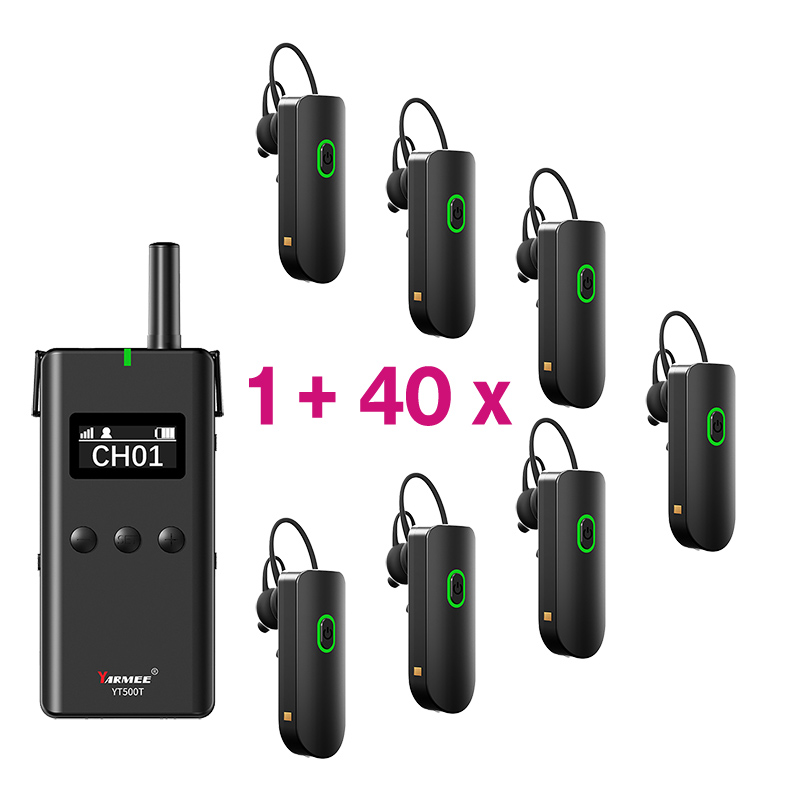 Pachet sistem de ghidare | tur ghidat live digital 2.4 GHz cu maxim 100 de canale, pana la 150 metri transmisie, ultrausor, unidirectional cu 40 de receptoare YT500R, 1 transmiter YT500T si geanta de calatorie cu incarcator cu 42 de sloturi YT500C, Yarmee 1 Pachet sistem de ghidare | tur ghidat live digital 2.4 GHz cu maxim 100 de canale, pana la 150 metri transmisie, ultrausor, unidirectional cu 40 de receptoare YT500R, 1 transmiter YT500T si geanta de calatorie cu incarcator cu 42 de sloturi YT500C, Yarmee