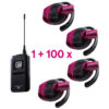 Pachet sistem de ghidare | tur ghidat live in frecventa UHF cu maxim 50 de canale, pana la 90 metri transmisie, ultrausor, unidirectional cu 100 de receptoare FT1, 1 transmiter FT1T si 4 statii de incarcare cu 24 de sloturi C222, Okayo 1