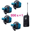 Pachet sistem de ghidare | tur ghidat live in frecventa UHF cu maxim 50 de canale, pana la 90 metri transmisie, ultrausor, unidirectional cu 200 de receptoare FT1, 1 transmiter FT1T si 8 statii mobile de incarcare cu 24 de sloturi CHG-222, Okayo 1