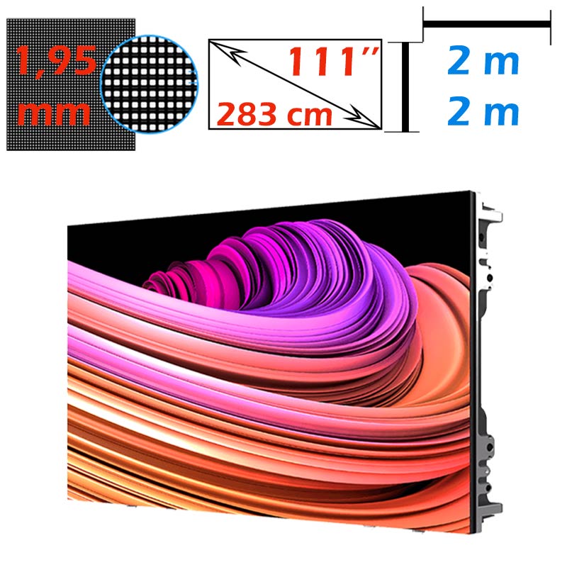 Ecran LED profesional 2m x 2m, pixel pitch 1.95 mm, diagonala 111”/283 cm, rezolutie 1024 x 1024, luminozitate 800 nits, de interior 1 Ecran LED profesional 2m x 2m, pixel pitch 1.95 mm, diagonala 111”/283 cm, rezolutie 1024 x 1024, luminozitate 800 nits, de interior