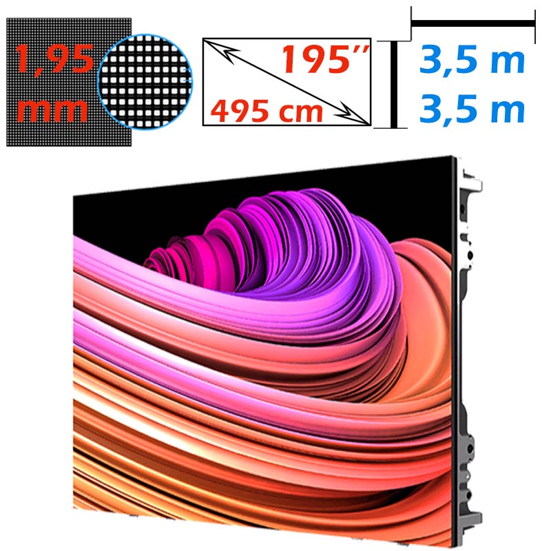 Ecran LED profesional 3,5m x 3,5m, pixel pitch 1.95 mm, diagonala 195”/495 cm, rezolutie 720p (1792 x 1792), luminozitate 800 nits, de interior 1 Ecran LED profesional 3,5m x 3,5m, pixel pitch 1.95 mm, diagonala 195”/495 cm, rezolutie 720p (1792 x 1792), luminozitate 800 nits, de interior