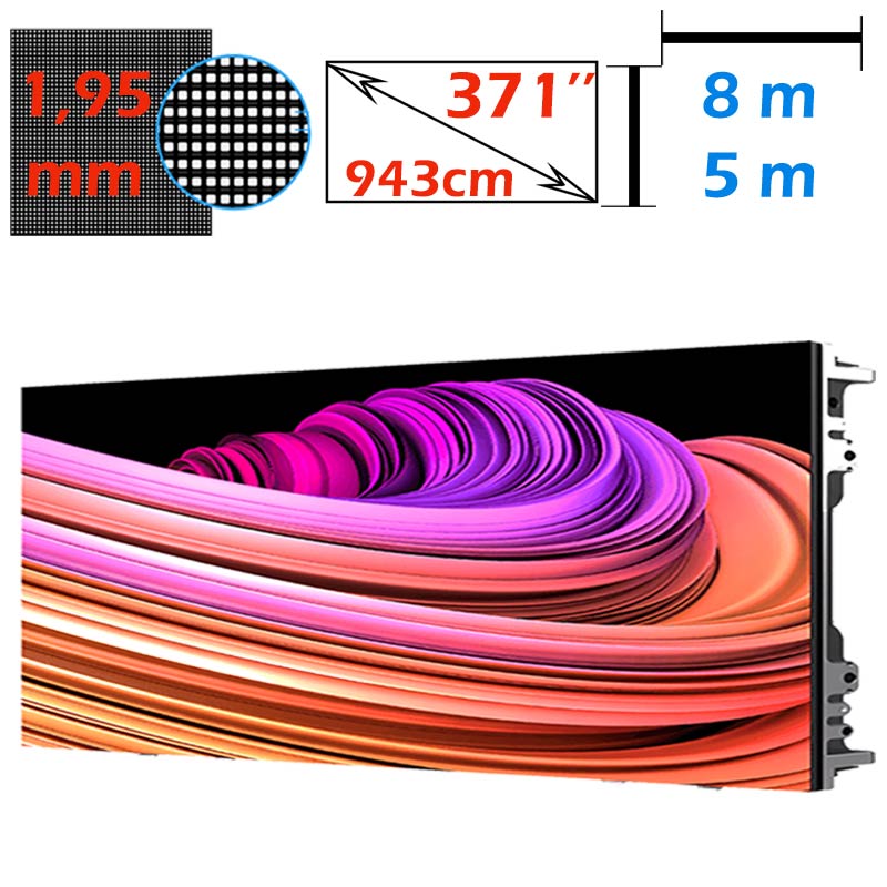 Ecran LED profesional 8m x 5m, pixel pitch 1.95 mm, diagonala 371”/943 cm, rezolutie 4K (4096 x 2560), luminozitate 800 nits, de interior 1 Ecran LED profesional 8m x 5m, pixel pitch 1.95 mm, diagonala 371”/943 cm, rezolutie 4K (4096 x 2560), luminozitate 800 nits, de interior