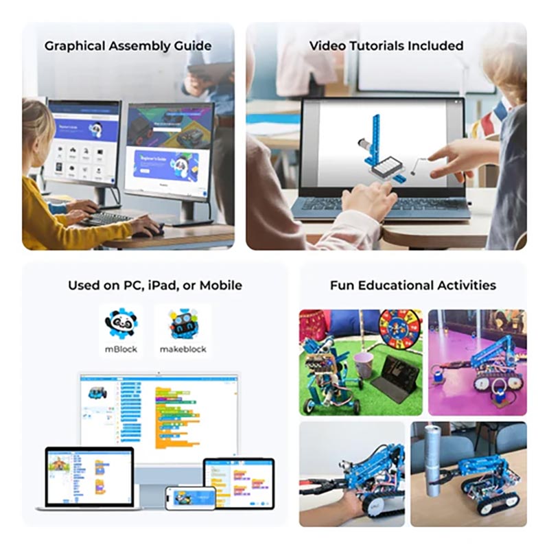 Robot educational programabil | de codare Makeblock mBot2 Ultimate Kit de construire a roboților 10 în 1 pentru învățarea roboticii, ingineriei, programării 7 Robot educational programabil | de codare Makeblock mBot2 Ultimate Kit de construire a roboților 10 în 1 pentru învățarea roboticii, ingineriei, programării - imagine 7