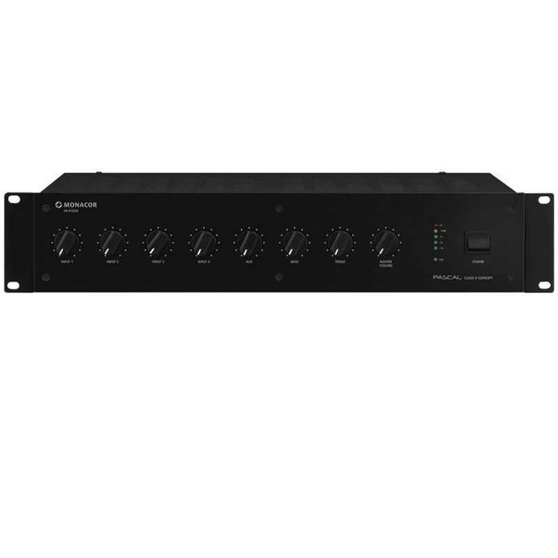 Amplificator cu mixer integrat, pentru adresare publica, cu 1 zone, 100 V, 4Ω, 8Ω, 1 x 1000 W, PA-9100D, Monacor 1 Amplificator cu mixer integrat, pentru adresare publica, cu 1 zone, 100 V, 4Ω, 8Ω, 1 x 1000 W, PA-9100D, Monacor
