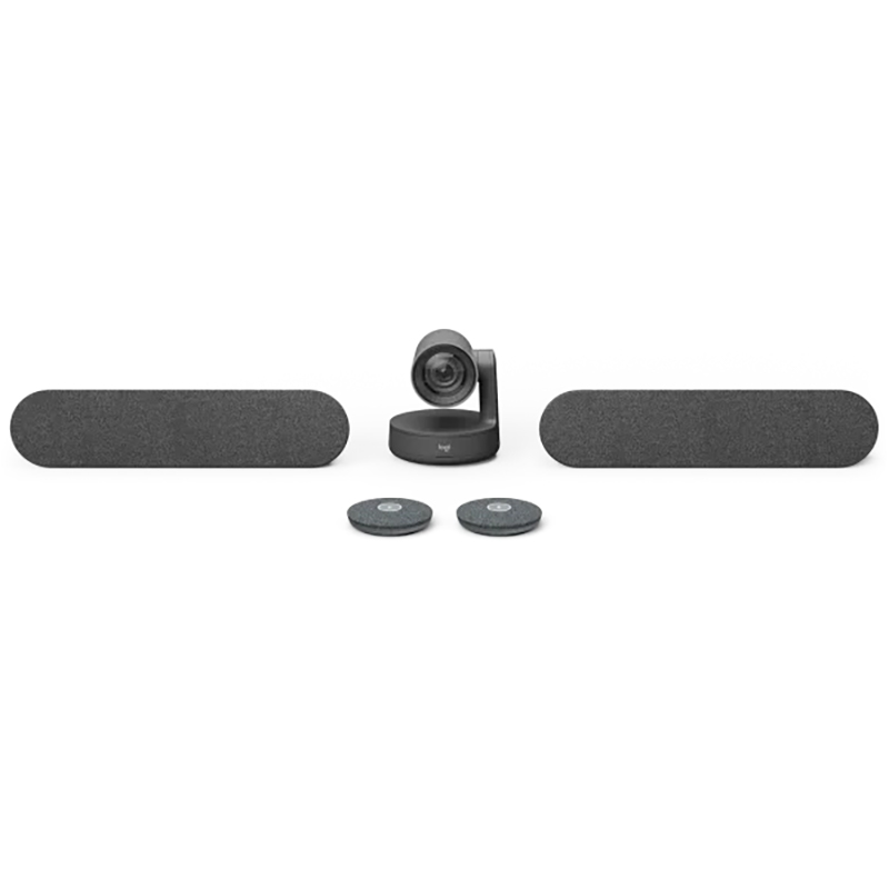 Sistem pentru videoconferinta cu camera PTZ, rezolutie 4K, 15 x HD zoom, difuzoare, microfoane, hub monitor si hub de masa, certificat Microsoft Teams Rooms si Zoom Rooms, Logitech Rally Systems 5 Logitech Rally Plus sistem videoconferinta 4K PTZ