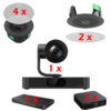 Sistem videoconferinta integrat PoE cu 1 camera PTZ, 4K, cu urmarire inteligenta, 20 x zoom SmartVision 80, 2 microfoane de tavan CM20 cu raza de acoperire a vocii de 4m pana la 360°, 4 difuzoare active de tavan, coaxiale cu 2 cai CS10, procesor audio video AVHub, Yealink 1 sistem video conferință SmartVision 80 4K PTZ