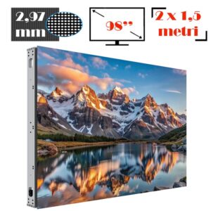Ecran LED profesional 2 m x 1,5 m, pixel pitch 2.97 mm, diagonala 98”/250 cm, rezolutie 672 x 504, luminozitate 5.000 nits, de exterior, premium, cu led Nationstar