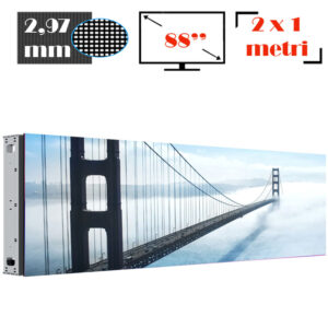 Ecran LED profesional 2 m x 1 m, pixel pitch 2.97 mm, diagonala 88”/224 cm, rezolutie 672 x 336, luminozitate 5.000 nits, de exterior, premium, cu led Nationstar