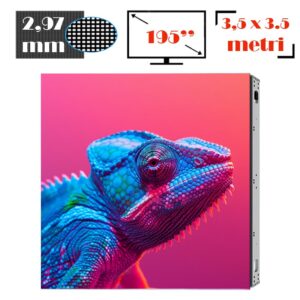 Ecran LED profesional 3,5 m x 3,5 m, pixel pitch 2.97 mm, diagonala 195”/495 cm, rezolutie 1176 x 1176, luminozitate 5.000 nits, de exterior, premium, cu led Nationstar