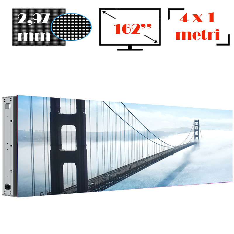 Ecran LED profesional 4 m x 1 m, pixel pitch 2.97 mm, diagonala 162”/412 cm, rezolutie 1344 x 336, luminozitate 5.000 nits, de exterior, premium, cu led Nationstar 1 Ecran LED profesional 4 m x 1 m, pixel pitch 2.97 mm, diagonala 162”/412 cm, rezolutie 1344 x 336, luminozitate 5.000 nits, de exterior, premium, cu led Nationstar