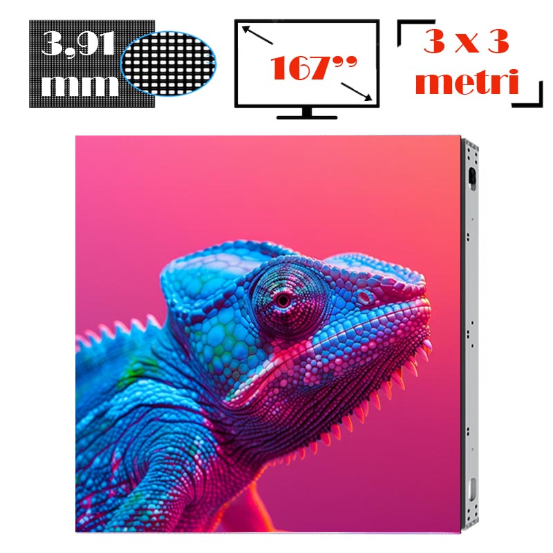 Ecran LED profesional 3 m x 3 m, pixel pitch 3.91 mm, diagonala 167”/424 cm, rezolutie 768 x 768, luminozitate 6.0000 nits, de exterior, premium, cu led Nationstar 1 Ecran LED profesional exterior 3x3m AVISystems