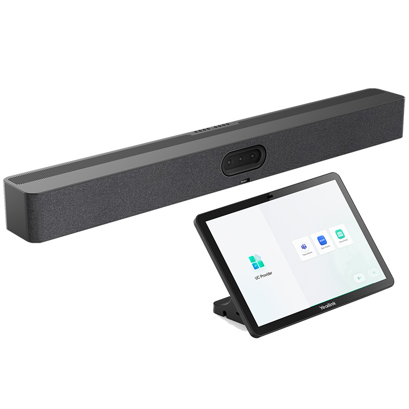 Camera profesionala pentru videoconferinta all-in-one cu urmarire inteligenta AI, rezolutie 4K, 8 x zoom, pentru Zoom Rooms si Teams Rooms, Meetingbar A50 si panou de colaborare pentru săli de ședințe de 10.1” cu touch si Android 13, CTP25, Yealink 1 sistem videoconferinta Yealink A50 si panou control