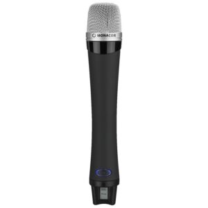 Microfon de mana wireless cu transmițător integrat, sistem de transmisie audio PLL mono pe 16 canale, ATS-12HT, Monacor
