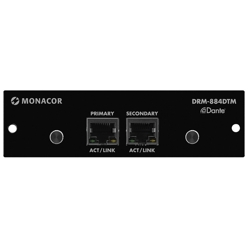 Modul Dante®, pentru introducerea routerului matriceal audio DRM-884 într-o rețea Dante®, DRM-884DTM, Monacor 1 Modul Dante®, pentru introducerea routerului matriceal audio DRM-884 într-o rețea Dante®, DRM-884DTM, Monacor