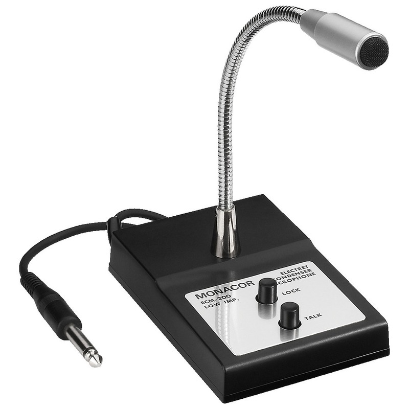 Microfon de birou PA, cu gât de lebădă, omnidirectional, conexiune jack 6.3 mm, ECM-200, Monacor 1 Microfon de birou PA, cu gât de lebădă, omnidirectional, conexiune jack 6.3 mm, ECM-200, Monacor