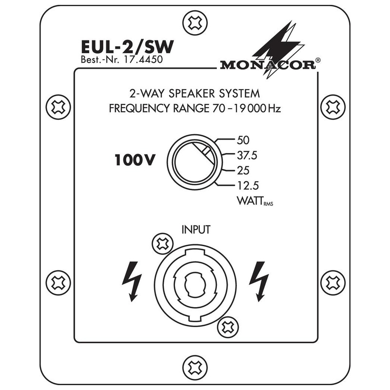 Difuzor profesional pentru adresare publica, cu transformator 100V, cu 2 cai, 50 W, 8”, negru, EUL-2/SW, Monacor 7 Difuzor profesional pentru adresare publica, cu transformator 100V, cu 2 cai, 50 W, 8”, negru, EUL-2/SW, Monacor - imagine 7