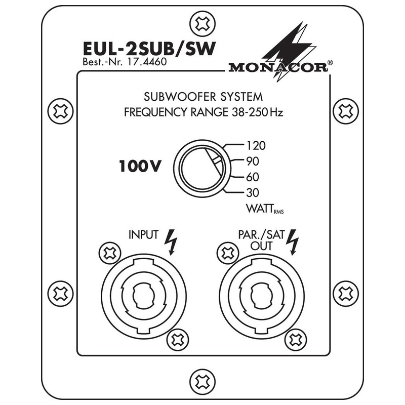 Subwoofer profesional pentru adresare publica cu transformator 100V, 120 W, 12″, negru, EUL-2SUB/SW, Monacor 2 Subwoofer profesional pentru adresare publica cu transformator 100V, 120 W, 12″, negru, EUL-2SUB/SW, Monacor - imagine 2