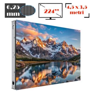 Ecran LED profesional 4,5 m x 3,5 m, pixel pitch 6.25 mm, diagonala 224”/570 cm, rezolutie 720 x 560, luminozitate 6.0000 nits, de exterior, premium, cu led Nationstar