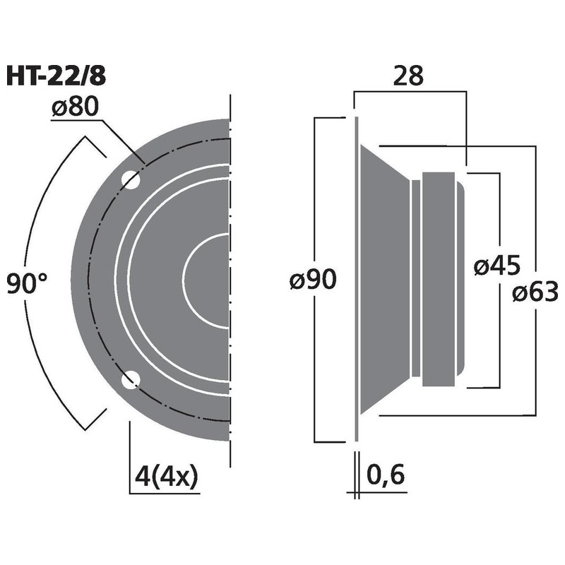 Tweeter conic clasic pentru hi-fi, hi-fi auto și pentru înlocuire, 10 W, 8 Ω, 2″, HT-22/8, Monacor 2 Tweeter conic clasic pentru hi-fi, hi-fi auto și pentru înlocuire, 10 W, 8 Ω, 2", HT-22/8, Monacor - imagine 2