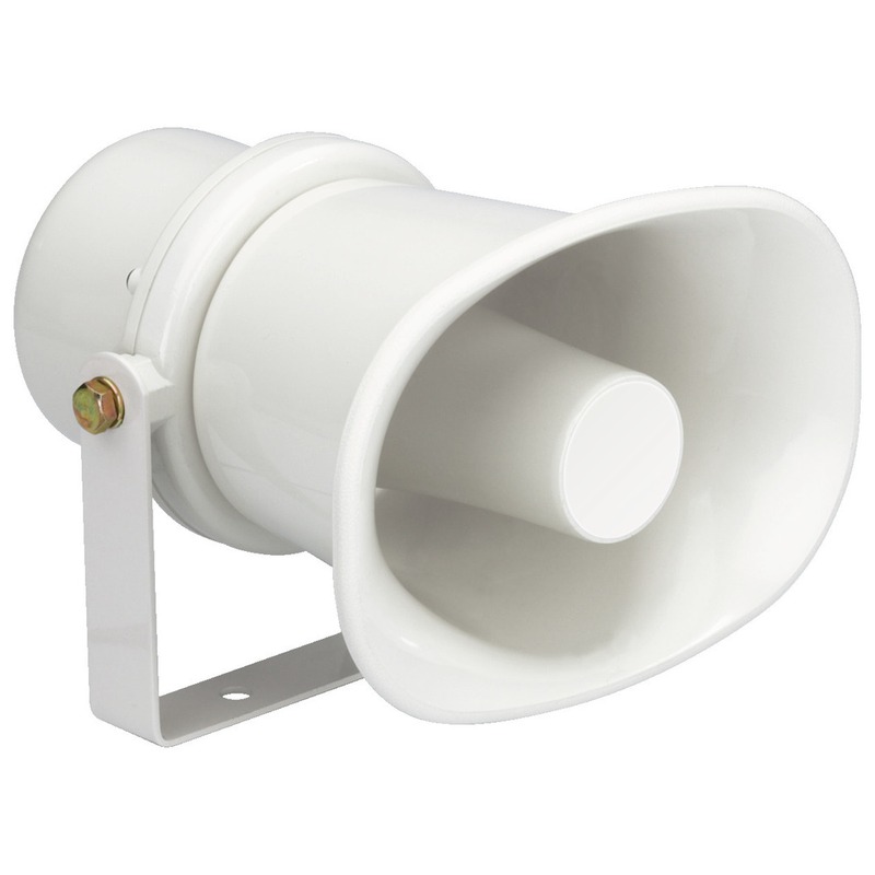 Difuzor tip goarna pentru adresare publica, de exterior, cu transformator 100V, 10W, IP66, alb, rezistent la intemperii, IT-110, Monacor 1 Difuzor tip goarna pentru adresare publica, de exterior, cu transformator 100V, 10W, IP66, alb, rezistent la intemperii, IT-110, Monacor