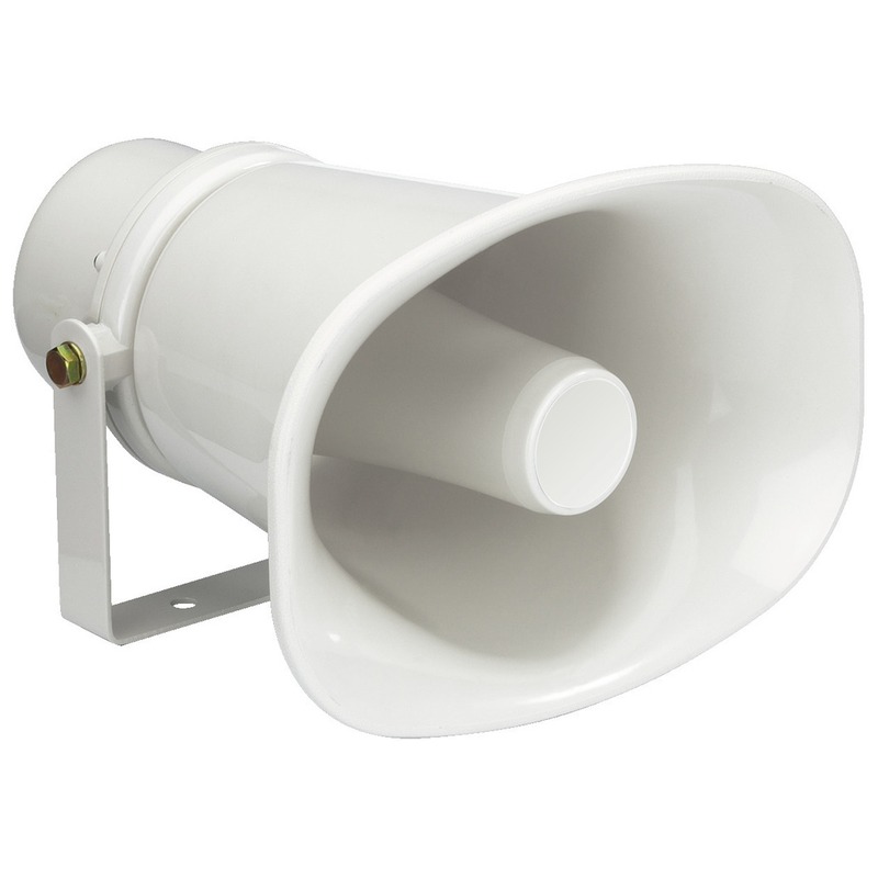 Difuzor tip goarna pentru adresare publica, de exterior, cu transformator 100V, 15W, IP66, alb, rezistent la intemperii, IT-115, Monacor 1 Difuzor tip goarna pentru adresare publica, de exterior, cu transformator 100V, 15W, IP66, alb, rezistent la intemperii, IT-115, Monacor