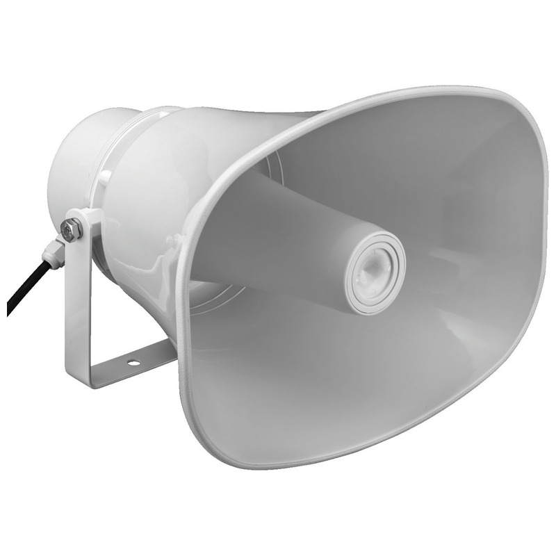 Difuzor activ tip goarna pentru adresare publica, de exterior, cu transformator 100V, 30W, IP66, alb, rezistent la intemperii, IT-130AK, Monacor 1 Difuzor activ tip goarna pentru adresare publica, de exterior, cu transformator 100V, 30W, IP66, alb, rezistent la intemperii, IT-130AK, Monacor