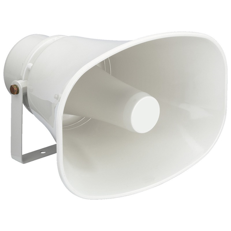 Difuzor tip goarna pentru adresare publica, de exterior, cu transformator 100V, 30W, IP66, alb, rezistent la intemperii, IT-130, Monacor 1 Difuzor tip goarna pentru adresare publica, de exterior, cu transformator 100V, 30W, IP66, alb, rezistent la intemperii, IT-130, Monacor