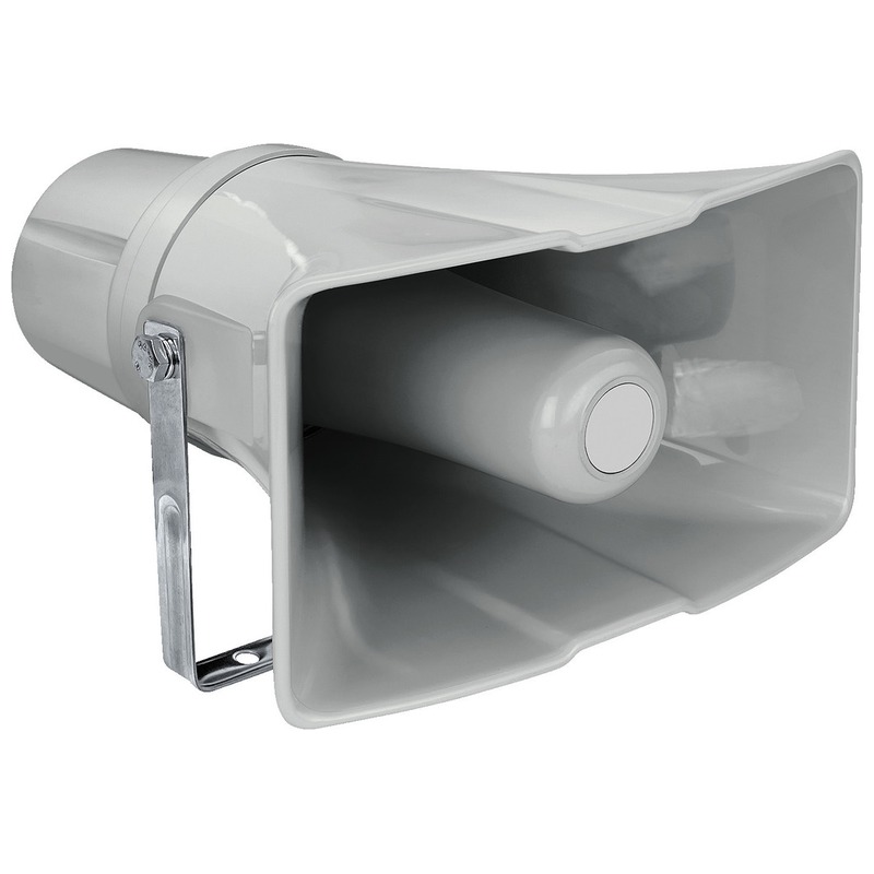 Difuzor tip goarna pentru adresare publica, de exterior, cu transformator 100V, 15W, IP66, gri, rezistent la intemperii, IT-20, Monacor 1 Difuzor tip goarna pentru adresare publica, de exterior, cu transformator 100V, 15W, IP66, gri, rezistent la intemperii, IT-20, Monacor