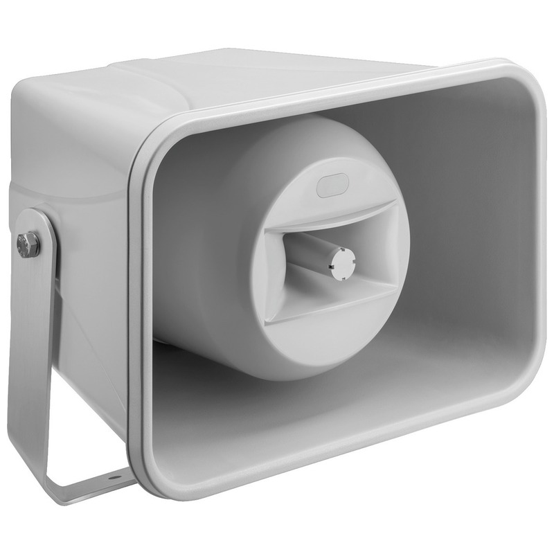 Difuzor cu certificare EN 54-24 tip goarna pentru adresare publica, de exterior, cu transformator 100V, cu 2 cai, 30W, IP66, gri, rezistent la intemperii, IT-350/EN, Monacor 1 Difuzor cu certificare EN 54-24 tip goarna pentru adresare publica, de exterior, cu transformator 100V, cu 2 cai, 30W, IP66, gri, rezistent la intemperii, IT-350/EN, Monacor