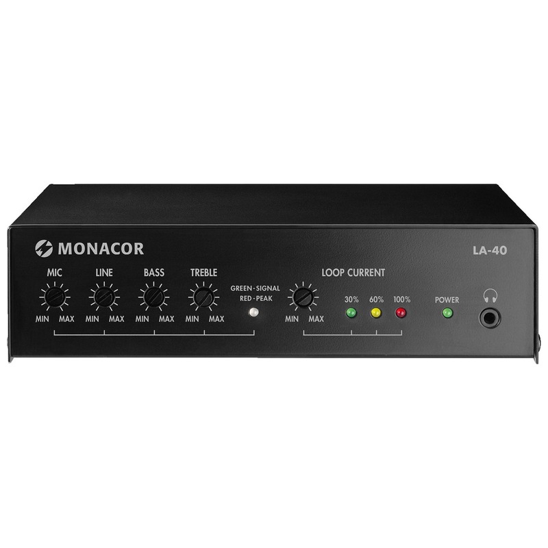 Amplificator activ cu buclă de inducție, cu compresor dinamic, suprafata maxim 40 m², LA-40, Monacor 1 Amplificator activ cu buclă de inducție, cu compresor dinamic, suprafata maxim 40 m², LA-40, Monacor