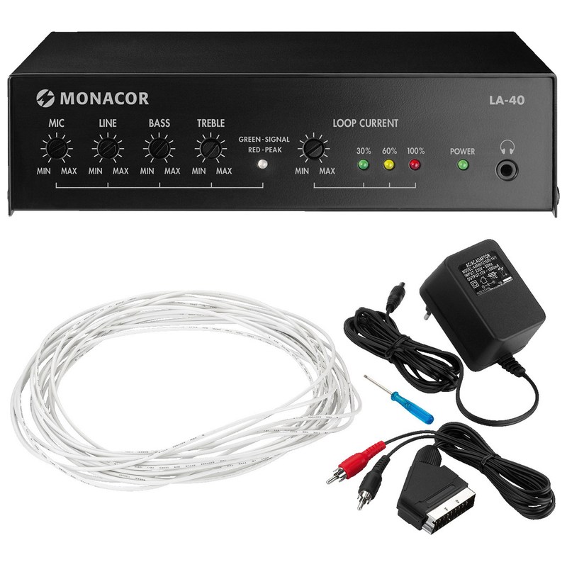 Amplificator activ cu buclă de inducție, cu compresor dinamic, suprafata maxim 40 m², LA-40, Monacor 2 Amplificator activ cu buclă de inducție, cu compresor dinamic, suprafata maxim 40 m², LA-40, Monacor - imagine 2