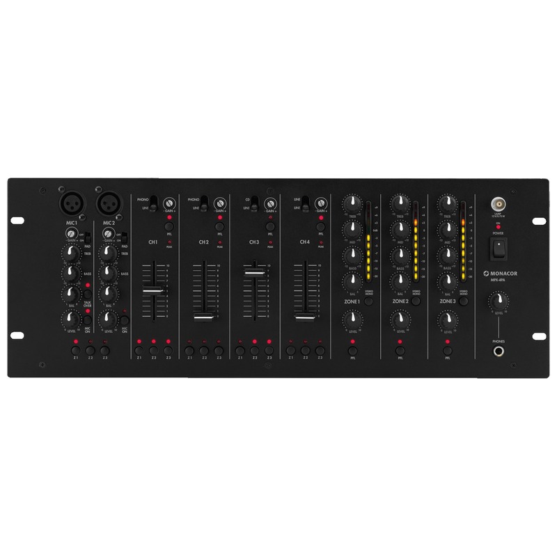 Mixer cu 3 zone, 6 canale, 12 intrari, MPX-4PA, Monacor 1 Mixer cu 3 zone, 6 canale, 12 intrari, MPX-4PA, Monacor