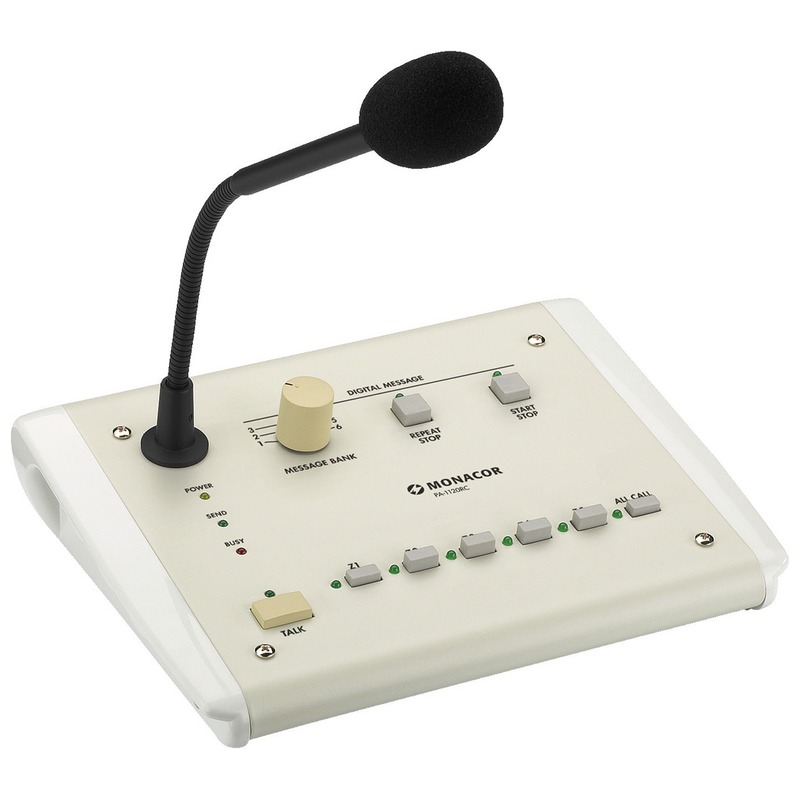 Microfon de birou cu funcție de paginare PA, pentru conectare la PA-1120 și PA-1240, conexiune RJ45/RCA, PA-1120RC, Monacor 1 Microfon de birou cu funcție de paginare PA, pentru conectare la PA-1120 și PA-1240, conexiune RJ45/RCA, PA-1120RC, Monacor