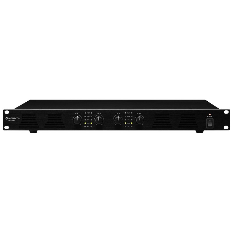Amplificator pentru adresare publica, cu 4 canale, clasa D, 100V/83Ω, 4Ω, 4 x 120 W, 480 W, PA-4120D, Monacor 1 Amplificator pentru adresare publica, cu 4 canale, clasa D, 100V/83Ω, 4Ω, 4 x 120 W, 480 W, PA-4120D, Monacor