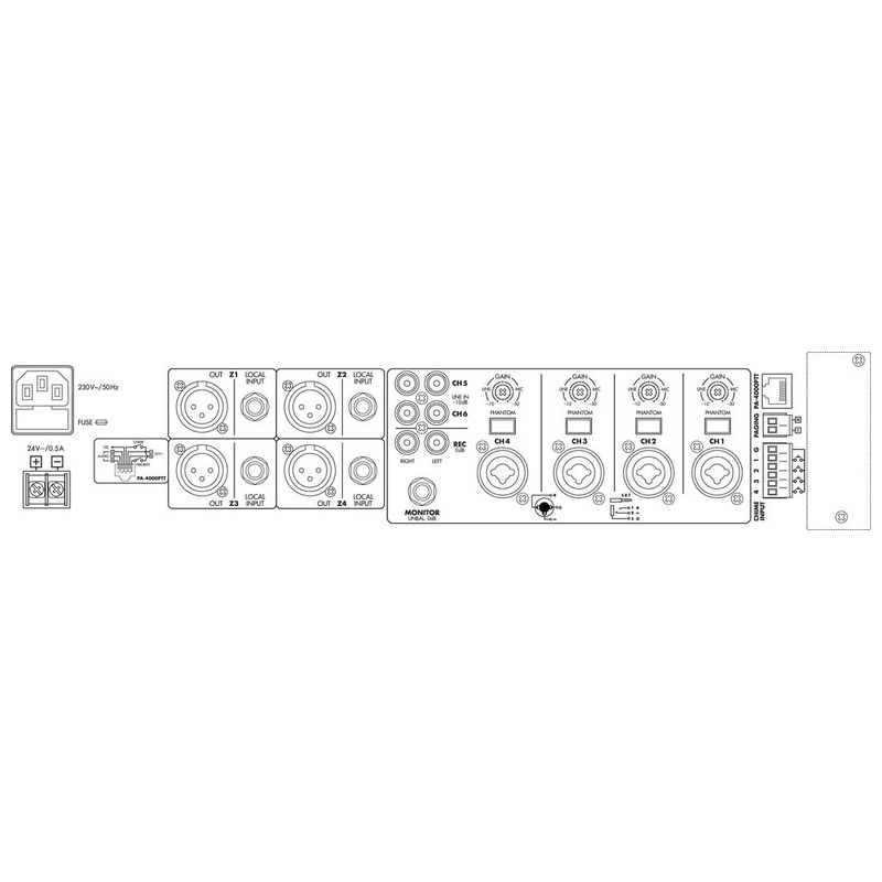 Mixer multi-room/multi-zone cu 4 zone, 6 canale, 6 intrari, PA-6040MPX, Monacor 2 Mixer multi-room/multi-zone cu 4 zone, 6 canale, 6 intrari, PA-6040MPX, Monacor - imagine 2