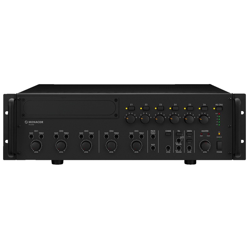 Amplificator zonal, cu mixer integrat, pentru adresare publica, cu 6 zone, 100 V, 1 x 240 W, PA-6240, Monacor 1 Amplificator zonal, cu mixer integrat, pentru adresare publica, cu 6 zone, 100 V, 1 x 240 W, PA-6240, Monacor