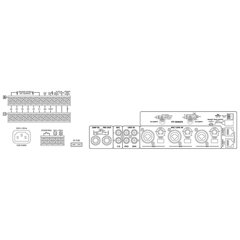 Amplificator zonal, cu mixer integrat, pentru adresare publica, cu 6 zone, 100 V, 1 x 240 W, PA-6240, Monacor 2 Amplificator zonal, cu mixer integrat, pentru adresare publica, cu 6 zone, 100 V, 1 x 240 W, PA-6240, Monacor - imagine 2