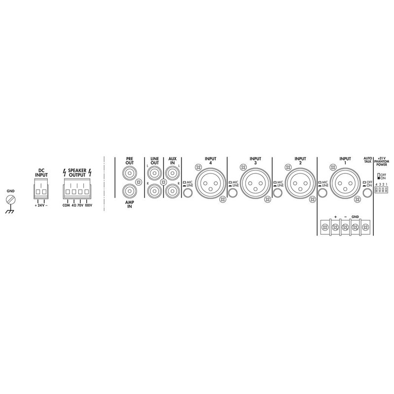 Amplificator zonal, cu mixer integrat, pentru adresare publica, 70/100 V, 4Ω, 1 x 120 W, PA-900, Monacor 2 Amplificator zonal, cu mixer integrat, pentru adresare publica, 70/100 V, 4Ω, 1 x 120 W, PA-900, Monacor - imagine 2